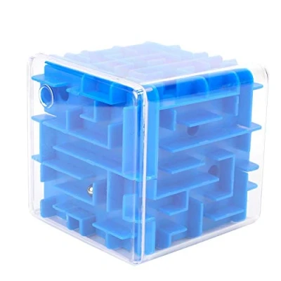 Afbeelding van Klassiek kubisch doolhofspeelgoed, plastic puzzelspel driedimensionaal doolhofspeelgoed creatief favoriet speelgoed voor kinderen (blauw)