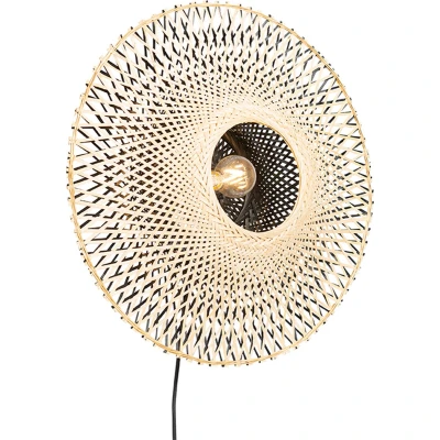 Afbeelding van QAZQA Oosterse wandlamp bamboe 50 cm met stekker Rina
