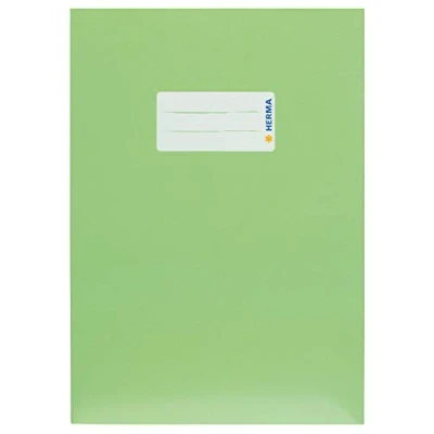 Afbeelding van HERMA 19766 boekomslagen A5 karton lichtgroen, 10 stuks, schriften met tekstveld van stevig en extra sterk papier, set voor schoolschriften, gekleurd