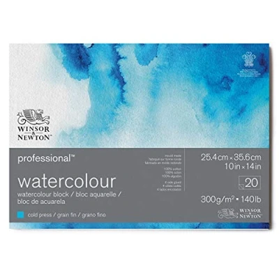 Afbeelding van Winsor &amp; Newton 6664003 Professioneel aquarelpapierblok 20 vellen 10&quot; x 14&quot;, 300 g/m², fijne korrel, archiveringskwaliteit Helder natuurlijk wit papier, bestand tegen vergeling