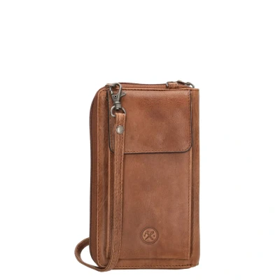 Afbeelding van Hide &amp; Stitches Paint Rock Telefoontasje Wallet Cognac