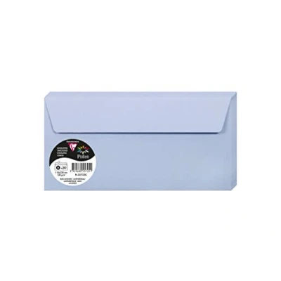 Afbeelding van Clairefontaine 55725C pakket met 20 zelfklevende enveloppen, formaat DL (11 x 22 cm), 120 g/m², kleur: lavendelblauw, uitnodigingen en evenementen serie pollen, premium papier, glad
