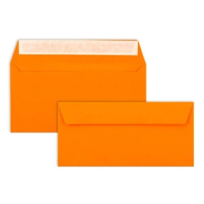 Afbeelding van 50 enveloppen DIN lang oranje 110 g/m² 11 x 22 cm zeer vormvast zelfklevend kwaliteitsmerk: FarbenFroh by GUSTAV NEUSER
