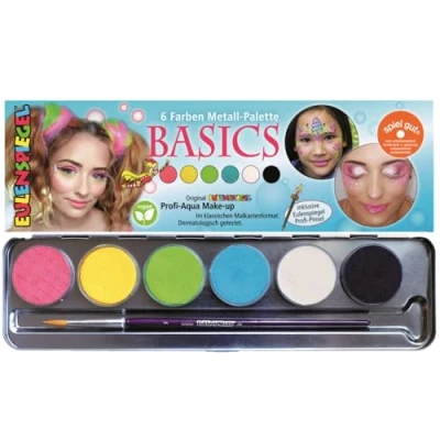 Afbeelding van Eulenspiegel 206218 make up palet Basics, 6 kleuren, 1 penseel, set veganistisch, kindermake up, carnaval, theater [Exclusief bij Amazon]