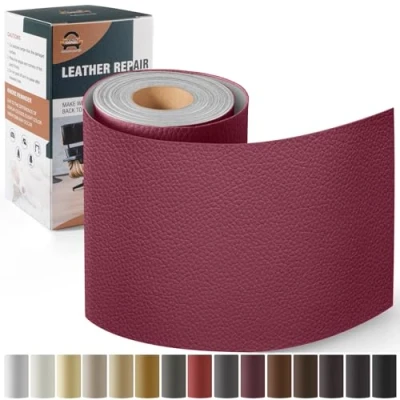 Afbeelding van Leder reparatie kit, 10 x 160 cm OAZ kunstleer zelfklevend, kit lederen patch zelfklevende patches voor autostoelen meubels sofa tassen,Burgund
