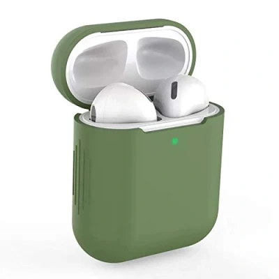 Afbeelding van StyleDesign Beschermhoes, compatibel met AirPods (1e en 2e generatie), siliconen, donkergroen
