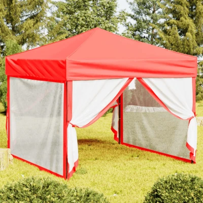 Afbeelding van vidaXL Partytent inklapbaar met zijwanden 3x3 m rood