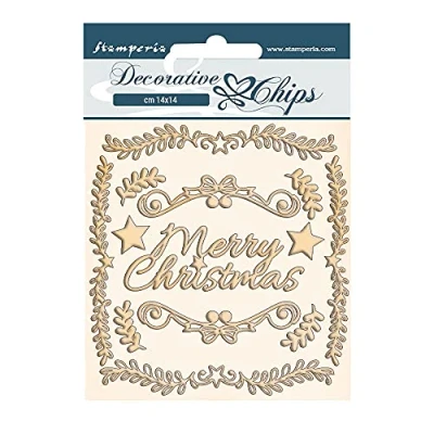Afbeelding van Stamperia Pink Christmas Frames Decorative Chips (SCB68) (DISCONTINUED)