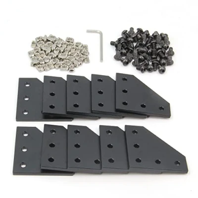 Afbeelding van Befenybay 10 Stks/set Zwart L Hoek Beugel Plaat met 50 STKS M5x8mm Schroeven en M5 T Moeren voor 2020 Serie Aluminium Profiel 3D Printer Frame