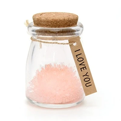 Afbeelding van CKB Wenspot met kurk flesje potten box potje message in a bottle flessenpost mooie momenten wens wensflesje geluksflesjes wish jar wensflesjes wensenpot jars wishjar glas cristal crystal klein hartjes valentijn Groeiende kristallen kweken