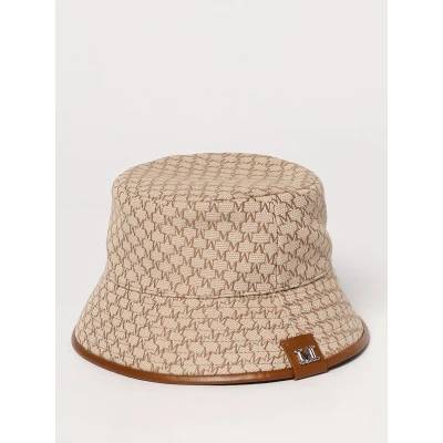Afbeelding van Monogram Bucket Hat Leather Trim Wo Beige