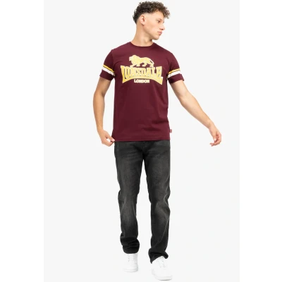 Afbeelding van Lonsdale Methley T shirt voor heren, Oxblood/geel/wit, M