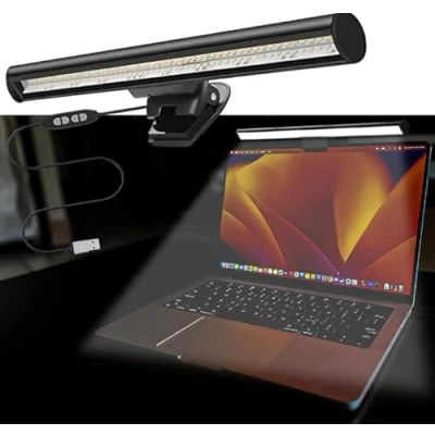 Afbeelding van Arespark Monitorlamp, monitorlicht, lichtbar, led beeldschermlamp, USB opladen, 3 kleurtemperaturen en helderheid instelbaar