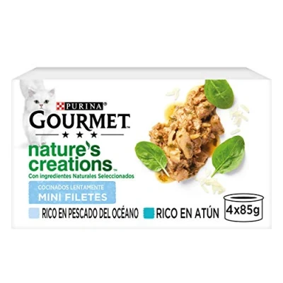 Afbeelding van Purina Gourmet Nature&#039;s Creations Natuurlijk natvoer voor katten met zeevis en tonijn 12 verpakkingen van 4 blikjes 85 g, 48