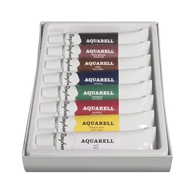 Afbeelding van Rayher 38914000 aquarelverfset, 8 kleuren, per tube 12 ml (set 96 ml), ideaal voor papier, karton, canvas, schilderkarton, beginners en professionele kunstenaars