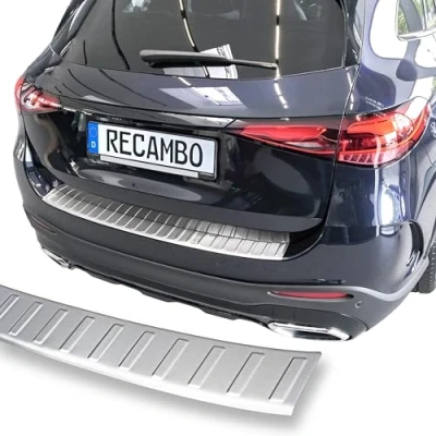 Afbeelding van RECAMBO Bumperbescherming roestvrij staal mat geborsteld met textuur compatibel Mercedes GLC X254 BJ vanaf 2022 styling en bescherming voor de bumper