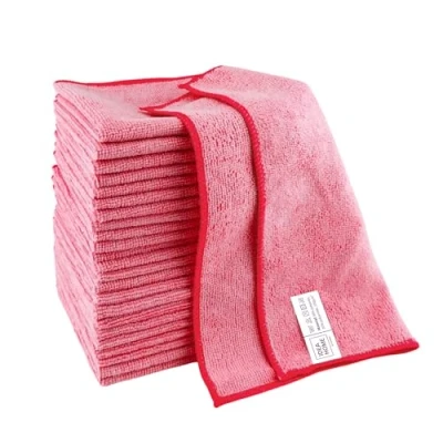 Afbeelding van IDEA HOME Microvezeldoek 24 stuks reinigingsdoeken 30 x cm microvezel reinigingsdoek voor keuken, huis, ramen keukendoek, rood