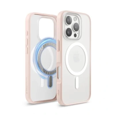 Afbeelding van elago Magnetic Hybrid Duidelijke Hoesje Compatibel met iPhone 16 Pro Case MagSafe, PC + TPU Hybride Technologie, Schokbestendige bumper, Verhoogde Camera Bescherming (Mat Roze)