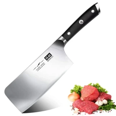 Afbeelding van SHAN ZU Koksmes, 7 inch Scherp Vleeshakmes Groentesnijder Professioneel Japans Koolstofstaal Keukenhakmes met Pakkwood Houten Handvat…