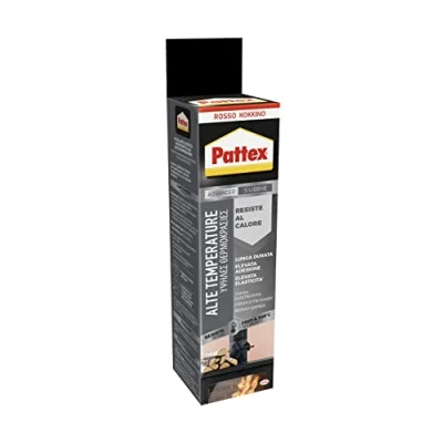Afbeelding van Pattex Siliconenkit voor hoge temperaturen, rood, tot 250 C, azijnzuur, metselwerk, kunststof, metaal, glas en keramiek, ideaal open haard, ovens oven, tube met 70 ml