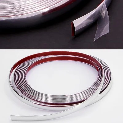 Afbeelding van RECAMBO Sierlijst in chroom look veelzijdig, flexibel en zelfklevend 12 mm x 5 m