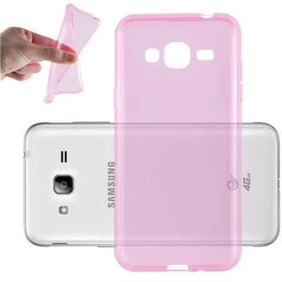 Afbeelding van Cadorabo Hoesje geschikt voor Samsung Galaxy J3 2016 in TRANSPARANT ROZE Beschermhoes Cover gemaakt van TPU Silicone