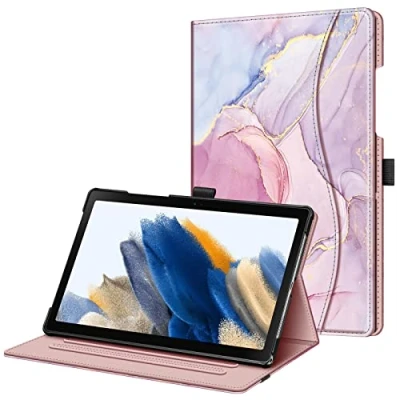 Afbeelding van FINTIE Hoesje voor Samsung Galaxy Tab A8 10,5 inch 2022 Model (SM X200/X205) Foliostandaard met meerdere kijkhoeken en zak, automatisch wekken/slapen, glinsterend marmer