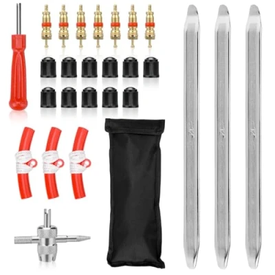 Afbeelding van Kigniote Bandenmonteerhendel, bandenmontagelijzer, 30 cm, 27 stuks, bandenlepel, montagehendel, bandenlichter, motorfiets, e scooter, auto, fiets met 3 velgenbescherming, bandenmonteerapparaat