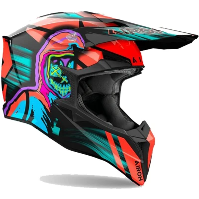 Afbeelding van Airoh Wraaap Cyber Motorcross Helm, blauw oranje, afmeting XL voor man