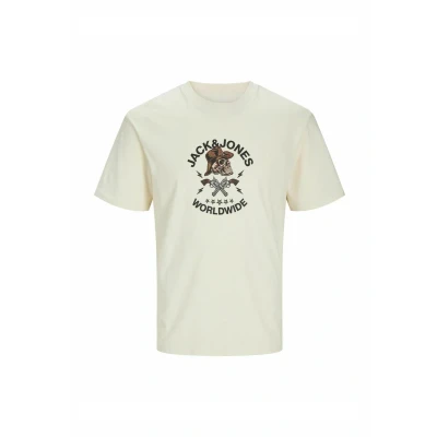 Afbeelding van Jack &amp; Jones Rundhals Tshirt print, Heren, Maat: Large, Buttercream