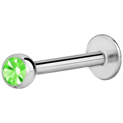 Afbeelding van Labret Piercing met steentje 1.2 x 10 mm 4mm ball Groen