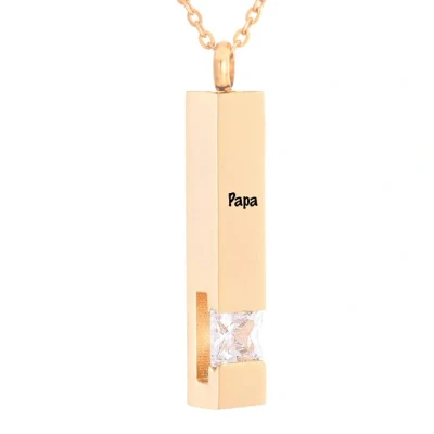 Afbeelding van Luxe Ashanger Met Ketting En Gravering Papa Assieraad Rosegoud Witte Steen As Gedenksieraad Urn Incl. vuller