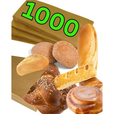 Afbeelding van Loxato 1000 bruine zakjes van kraftpapier, cadeauzakjes, sandwichzakken, papieren zakken zonder handgrepen, ontbijttas, 15 x 6,5 28 cm