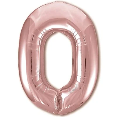 Afbeelding van Ballon Verjaardag 10 20 30 40 50 60 70 80 90 Nummer 0 Rozegoud XXL Gigantische Folieballon 100 cm Decoratie Meisjes Ballonnummer Deco voor Verjaardag. Vliegt met Helium.
