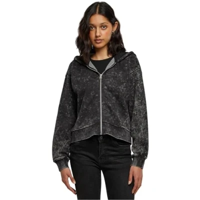 Afbeelding van Urban Classics Towel Washed Sweater met rits, Dames, Maat: XL, Black