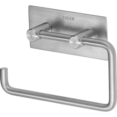 Afbeelding van Tiger Square WC rolhouder Zonder klep boren 3M tape RVS geborsteld