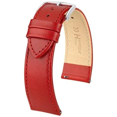 Afbeelding van HIRSCH Uhren Armband Osiris M echte kalfsleer klassiek/elegant voor dames en heren rood 20 mm
