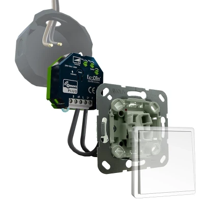 Afbeelding van Gira led tastdimmer Z Wave 0 250W, inbouw, kleine inbouwdiepte, 2 draads en 3 draads, ECO DIM.10 + pulsdrukker