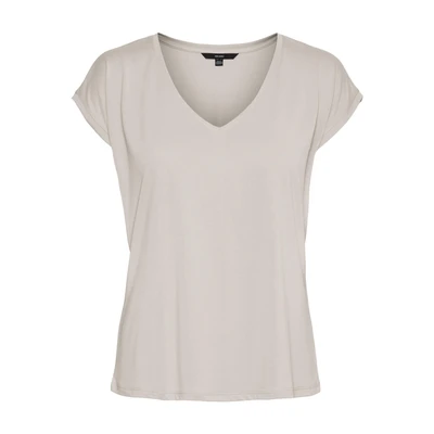 Afbeelding van VERO MODA Dames VMFILLI SS V hals Tee GA NOOS T shirts, Silver Lining, L, Zilvervoering., L