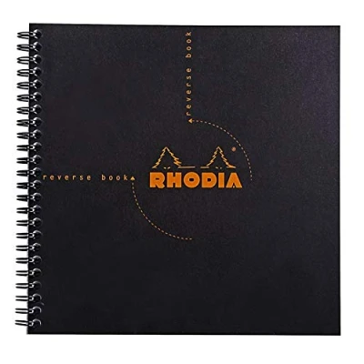 Afbeelding van RHODIA 193609C Spiraal Notitieboek (volledige binding) Reverse Book Zwart 21x21 cm Kleine vierkanten 160 Afneembare Pagina&#039;s Clairefontaine Papier 80 g/m Zachte en bestendige omslag