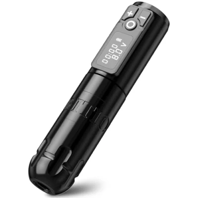 Afbeelding van Ambition Soldier Roterende batterijpen tattoo cartridgemachine met 2400 mAh draadloze stroom kernloze motor Digitale LED display apparatuur voor artiesten (Pools zwart)