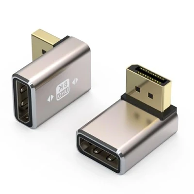 Afbeelding van VMOJO 2 pack DisplayPort adapters, legeringsbehuizing 8K UHD HDR (DP) 1,4 90 graden naar beneden schuine stekker female extender verlengstekker converter @60Hz/4K @144Hz