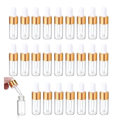 Afbeelding van ChAusa 25 stuks mini pipetflessen, 5 ml transparante plastic fles, navulbare kleine monsterfleshouder, met druppelpipet, voor etherische olie, aromatherapie, massage, geuroliemonster
