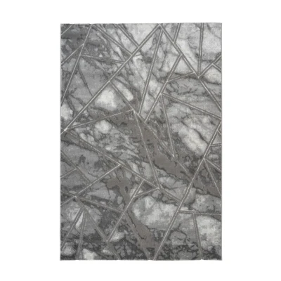Afbeelding van Fashion Vloerkleed Laagpolig Abstract Grijs 80x150 cm Rechthoek Polyester