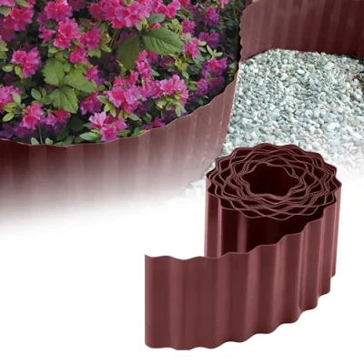 Afbeelding van GARDENIX Gegolfde bloembed, gazonrand, kunststof lengte 9 m, hoogte 20 cm, bruin
