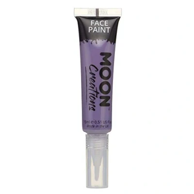 Afbeelding van Moon Creations Gezichts en lichaamskleurtubes met kwastapplicator, gebruiksklaar, dierproefvrij, gezichtsverf, kostuums, feesten, Halloween, voor kinderen volwassenen, paars, 15 ml