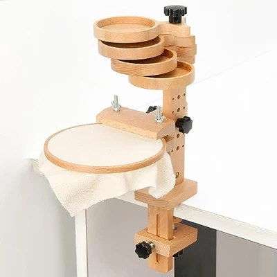 Afbeelding van Borduurstandaard, borduurframe, houder, tafel, verstelbaar, draaibare kruissteekstandaard, naaigereedschap, zonder borduurframe (lichtbruin)