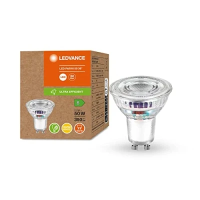 Afbeelding van LEDVANCE Energiebesparende lamp, PAR16 reflector, GU10, warm wit (3000K), 2,1 watt, vervangt 50W gloeilamp, zeer efficiënt en energiebesparend, pak van 6