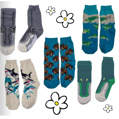 Afbeelding van Nature Planet Monster kindersokken, set van 5, mooie kwaliteit (100% Oeko tex gecertificeerd), maat 35 38