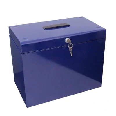 Afbeelding van Opbergbox/hangmappenbox (van metaal, A4) blauw